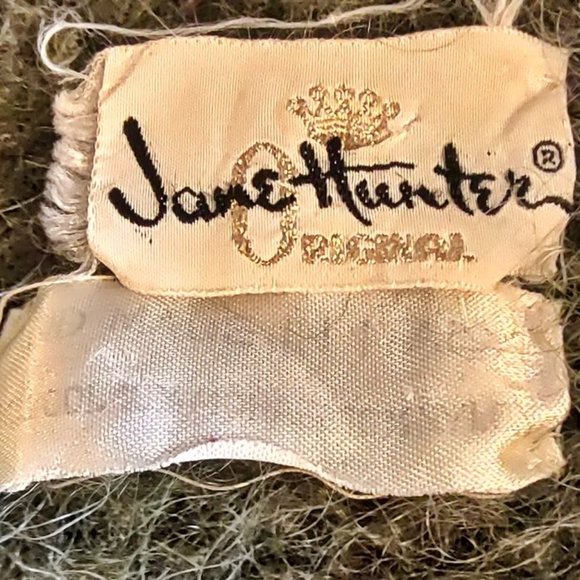 Olive Green 1960s Vintage Wool Mohair Hand Knit Cardigan Sweater Large Size - Picture 5 of 7